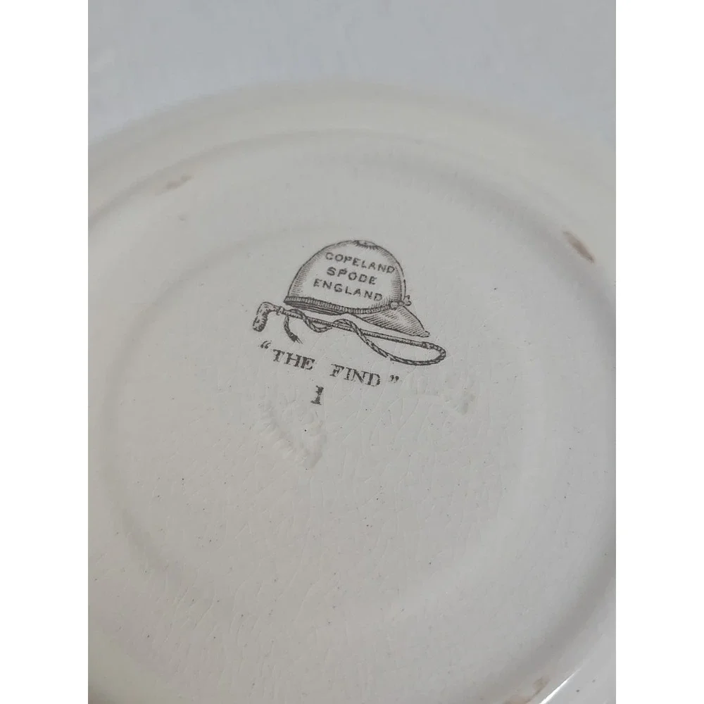 Copeland Spode England Herring Hunt Green #1 Footed Demitasse‎ Cup and #1 Saucer